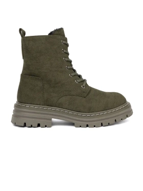 Ciemnozielone damskie trapery z zamszowym wykończeniem Sergio Leone