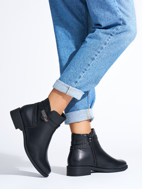 Chic Black Ankle Boots with Low Heels