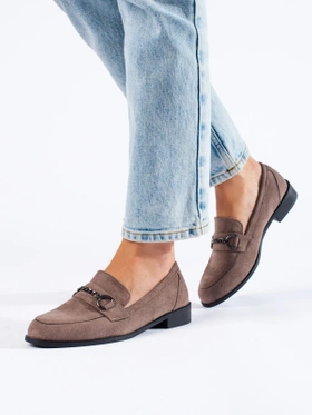 Suede Loafers in Dark Beige