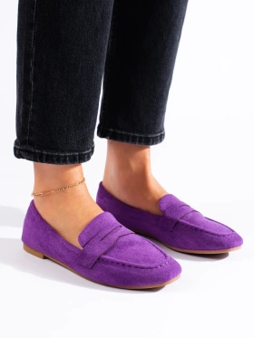 Plush Suede Comfort Loafers in Violet