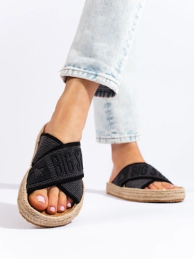 Big Star Black Espadrille Slides