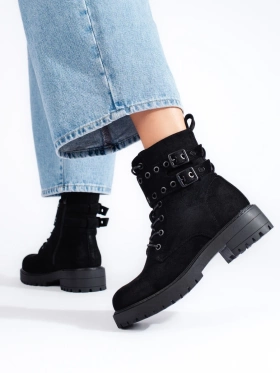 Lace-up ankle boots with buckles