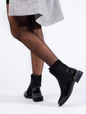 Black Lace-Up Ankle Boots