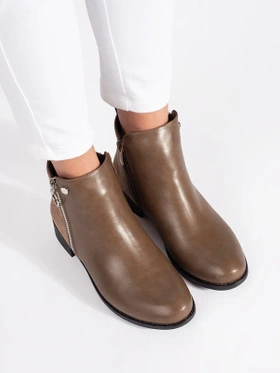 Warm Brown Zip-Up Flat Boots