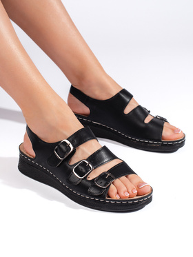 Chic Black Buckle Sandals