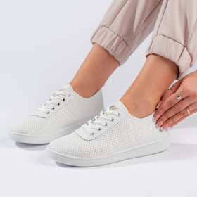 White Lace-Up Casual Shoes