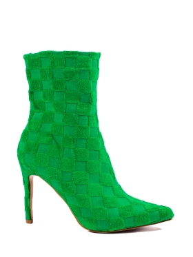 High-Fit Green Stiletto Ankle Boots