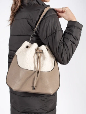 Cozy Shearling Beige Tote Bag