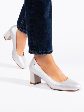 Sergio Leone Silver Block-Heeled Pumps