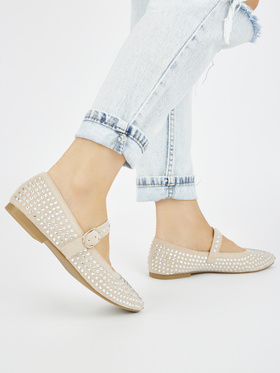 Chic Beige Studded Flats