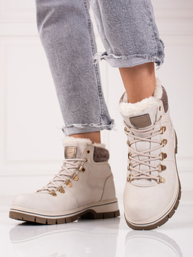 Beige eco-leather boots