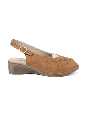 Caramel Openwork Wedge Sandals