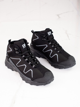 High Lace-Up Trekking Boots, Black and Gray