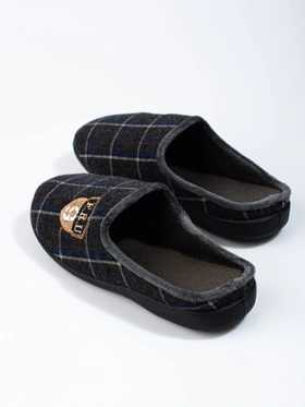 Cozy Plaid Black Slippers