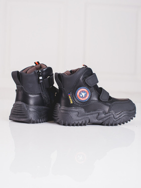 Black High Top Boots with Velcro Strap