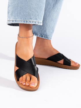 Chic Black Platform Slides