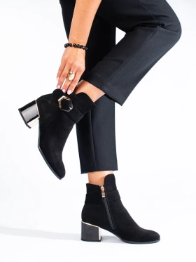 Chic ankle boots with a low block heel made from eco-friendly suede