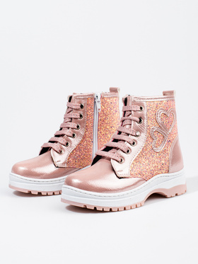 Potocki Light Pink Glitter Ankle Boots