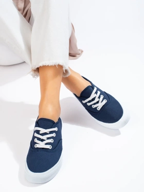 Classic Lace-Up Navy Sneakers