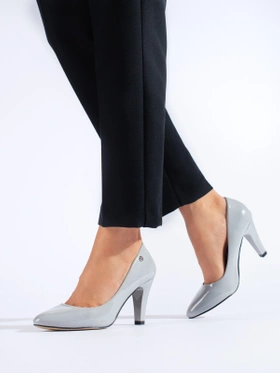 Grey Patent Eco-Leather Pumps