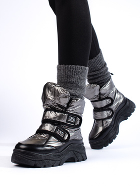 Warm Silver Velcro Snow Boots by Potocki