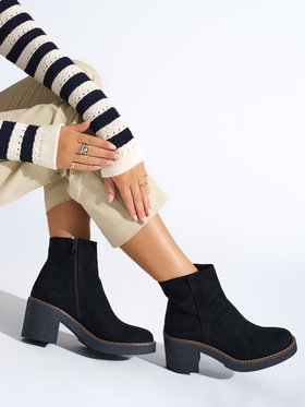 Chic Black Block Heel Ankle Boots