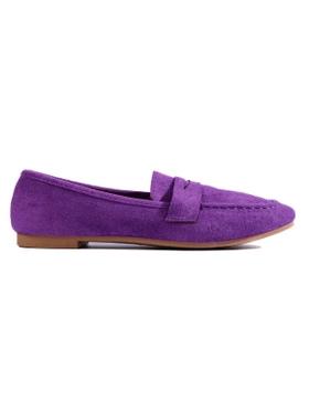 Plush Suede Comfort Loafers in Violet