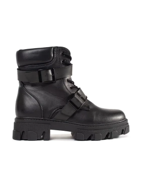 Boots with black buckles