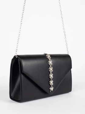 Chic Black Clutch with Decorative Crystals