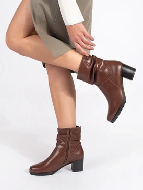 Brown Leather Ankle Boots with Ruched Upper - Sergio Leone