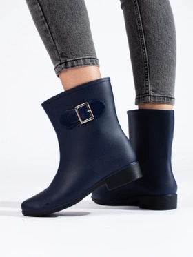 Navy Blue Buckle Rain Boots