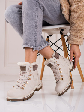 Beige eco-leather boots