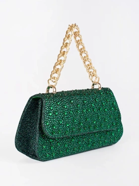 Green Sparkle Mini Bag with Gold Handle