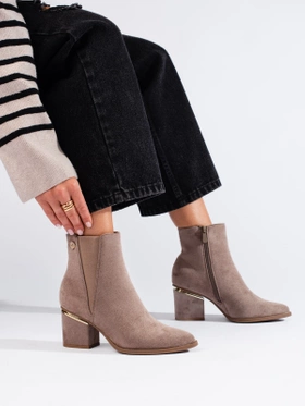 Dark Beige Suede Chelsea Ankle Boots