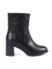 Sergio Leone Black Leather Ankle Boots with Block Heel