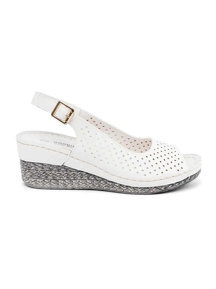 White wedge lace sandals