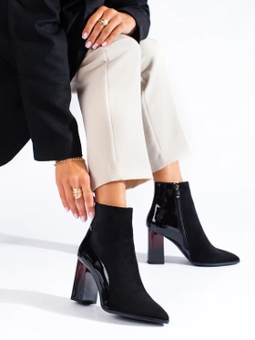 Black Suede Ankle Boots with Block Heel