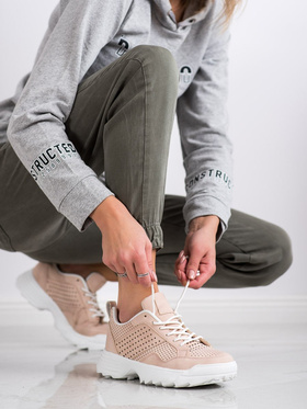 Lightweight Pink Perforated Sneakers