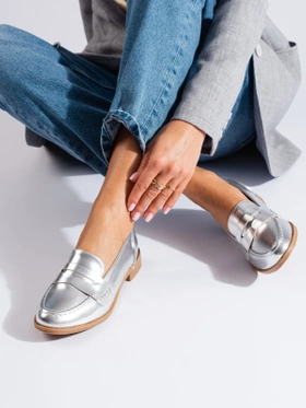 Silver Eco-Leather Loafers