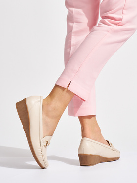 Beige Loafers with Buckle