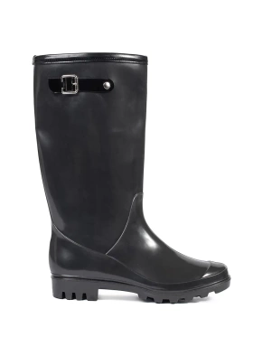 Glossy Black Tall Rain Boots