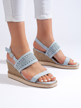 Sky Blue Wedge Sandals