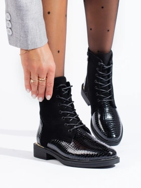 Black Lace-Up Ankle Boots