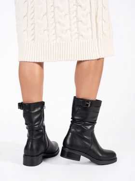 Warm Black Leather Ankle Boots