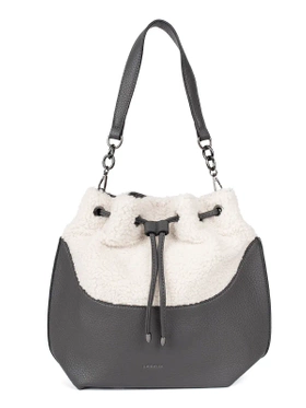 Chic Gray Lamb Wool Handbag