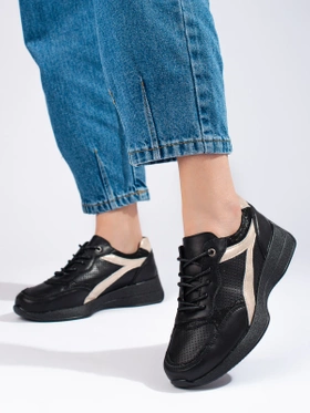 Black Leather Platform Sneakers