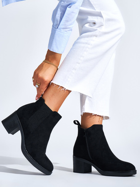 Chic Black Ankle Boots with Block Heels