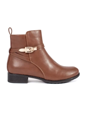 Chic Brown Ankle Boots with Decorative Strap