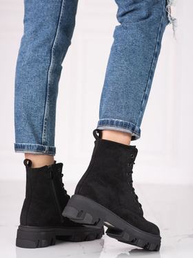 Lace-Up Eco Suede Ankle Boots