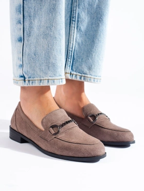 Suede Loafers in Dark Beige